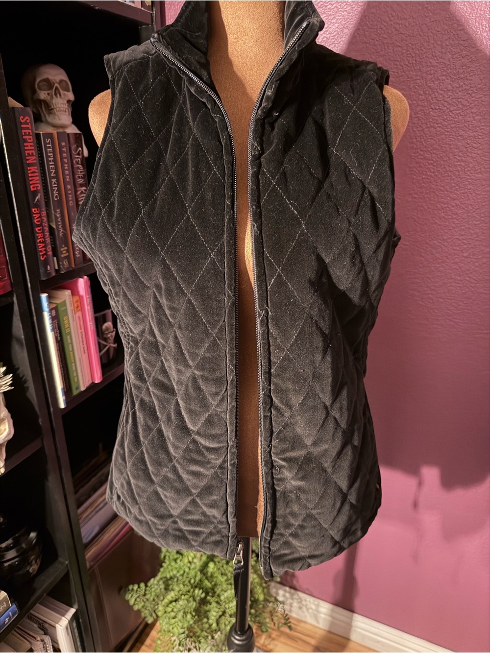 Black Quilted Zip-Up Vest